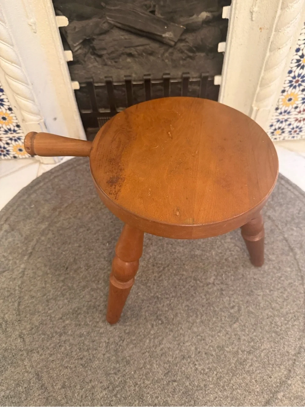 Vtg Authentic Furniture Mid Century Three Legged Solid Maple Milking Stool